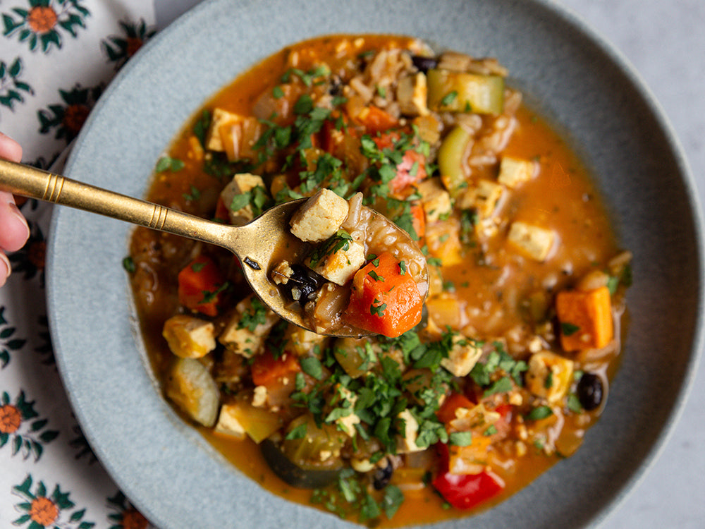 Really Good Vegan Caribbean Jump -Up Stew Kit with Rice and Beans