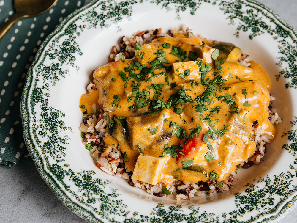 Really Good Vegan Thai Coconut Vegetable Curry with Red and Black Rice Kit