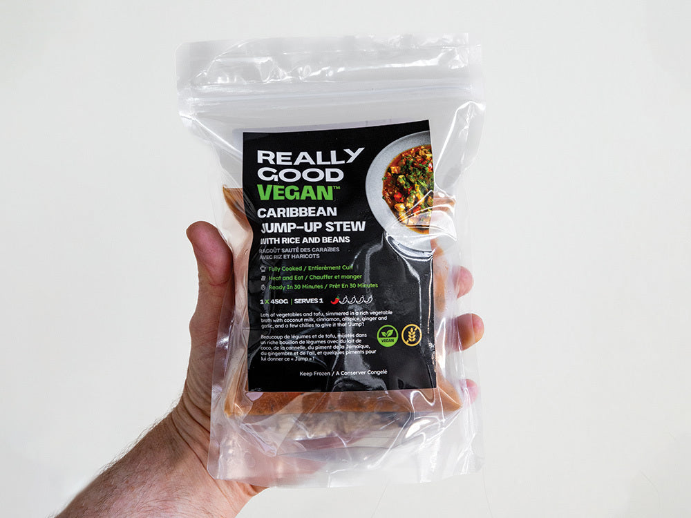 Really Good Vegan Caribbean Jump -Up Stew Kit with Rice and Beans